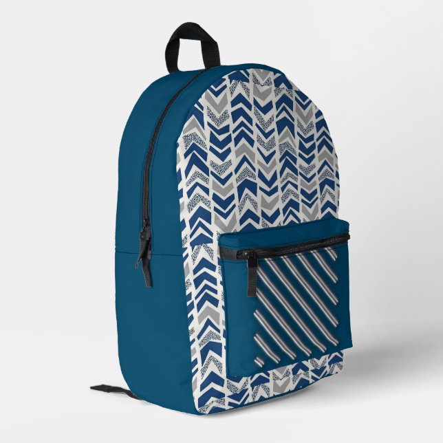 Striped blue printed backpack (Back Corner Left)
