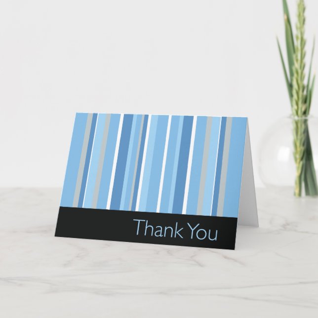 Striped Blue Thank You Card (Front)