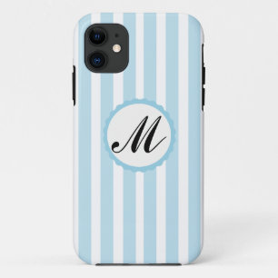 Striped Blue White Custom Monogram iPhone case