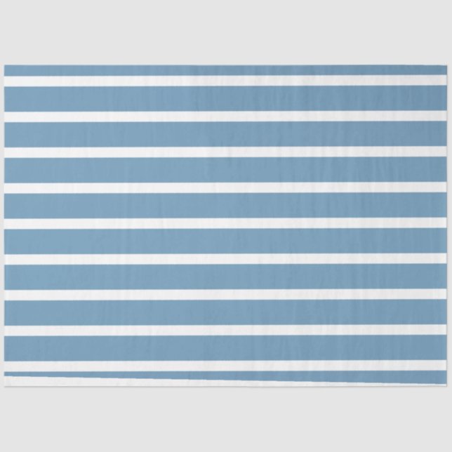 Striped Blue White Tissue Decoupage Paper (Front)