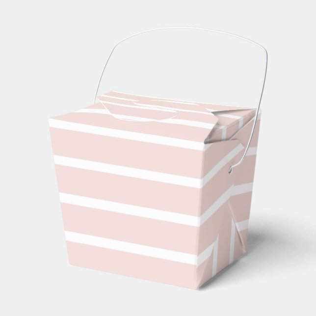 Striped blush pink white horizontal stripes chic favour box (Front Side)
