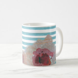Striped Boho Chic Floral Pattern   Coffee Mug