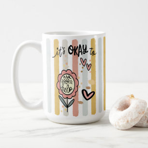Striped Boho Floral It's Okay To Ask for Help Coffee Mug