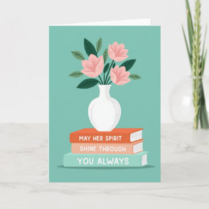 Striped Books Floral Still Life Card