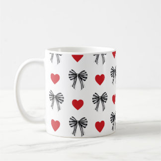 Striped Bow and Heart Coffee Mug
