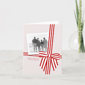 Striped Bow Folded Holiday Photo Card