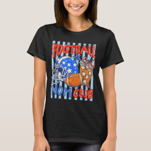 Striped bow football mum club coffee funny game T-Shirt