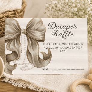 Striped Bow Girl Baby Shower Diaper Raffle Enclosure Card