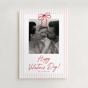 Striped, Bow Valentines Day Photo Card