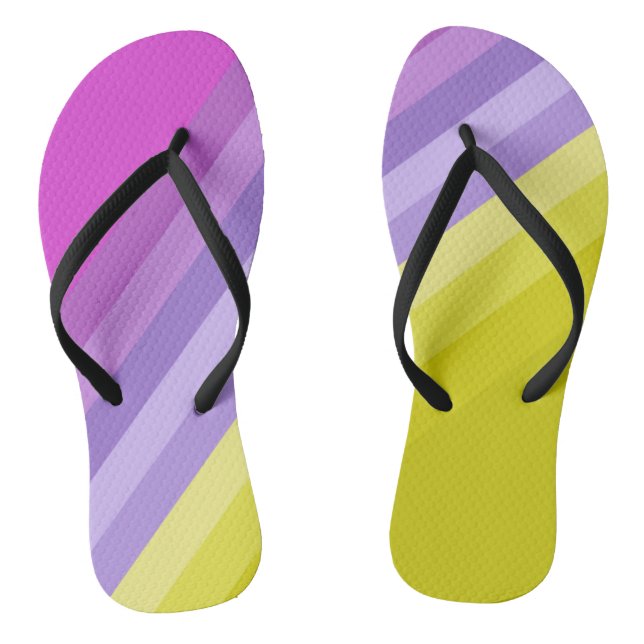 Striped, bright , rainbow thongs (Footbed)