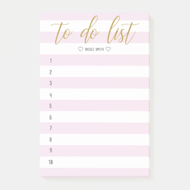 Striped Brush Lettered To Do List Post-it Notes (Front)