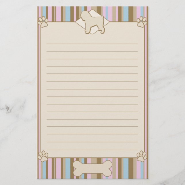 Striped Brussels Griffon Stationery (Front)