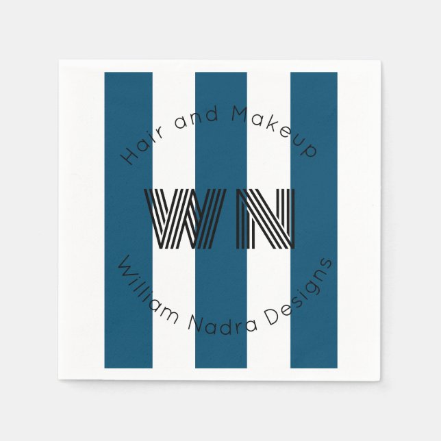 striped business logo monogram circle custom  napkin (Front)