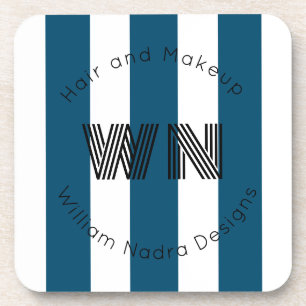 striped business logo monogram coaster circle gift