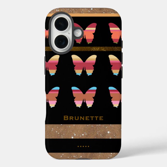 Striped Butterflies Cute Case-Mate iPhone Case (Back)