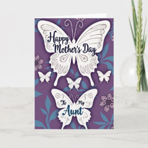 Striped Butterfly Wishes Aunt Card