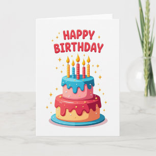 Striped Cake Party Treat Card