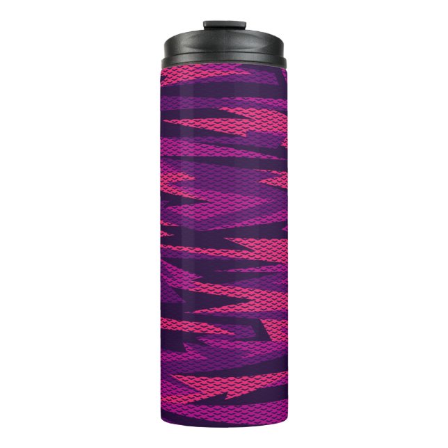 Striped Camouflage: Abstract Geometric Pattern Thermal Tumbler (Front)