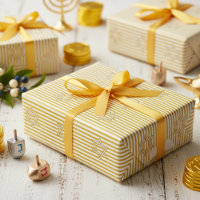 Striped Candle Flame Yellow Jewish Star of David