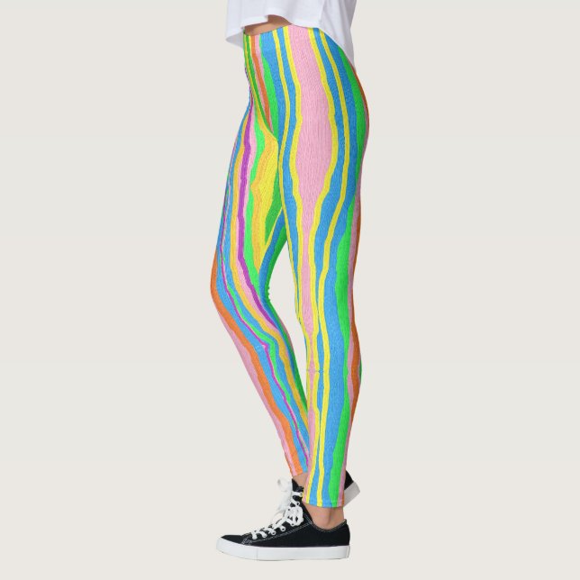 striped candy colour leggings rainbow patterned (Left)