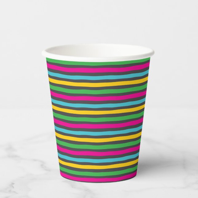 Striped Candy Cute Fun Funky Customisable   Paper Cups (Front)