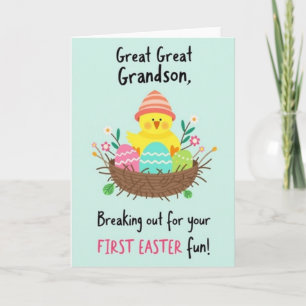 Striped Cap Chick Easter Card