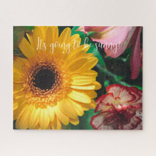 Striped carnations and gerbera jigsaw puzzle