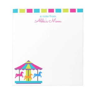 Striped Carnival Carousel Personalised Notepad