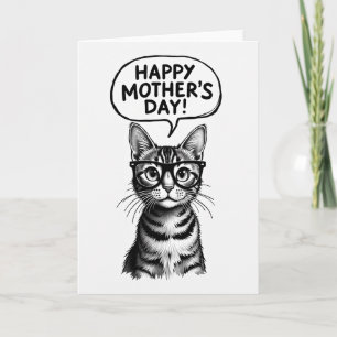 Striped Cat Affectionate Mothers Card