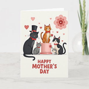 Striped Cat Blossom Card