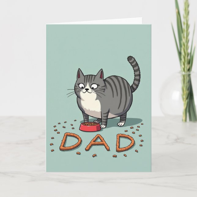 Striped Cat Dad Kibble Father Card (Front)