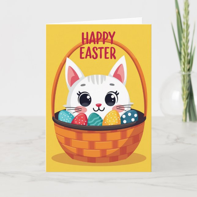 Striped Cat Easter Fun Card (Front)