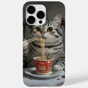 Striped Cat Enjoying Cup Noodles Case-Mate iPhone 14 Pro Max Case