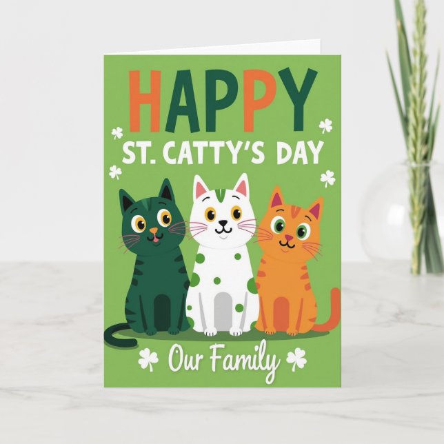 Striped Cat Family Card (Front)