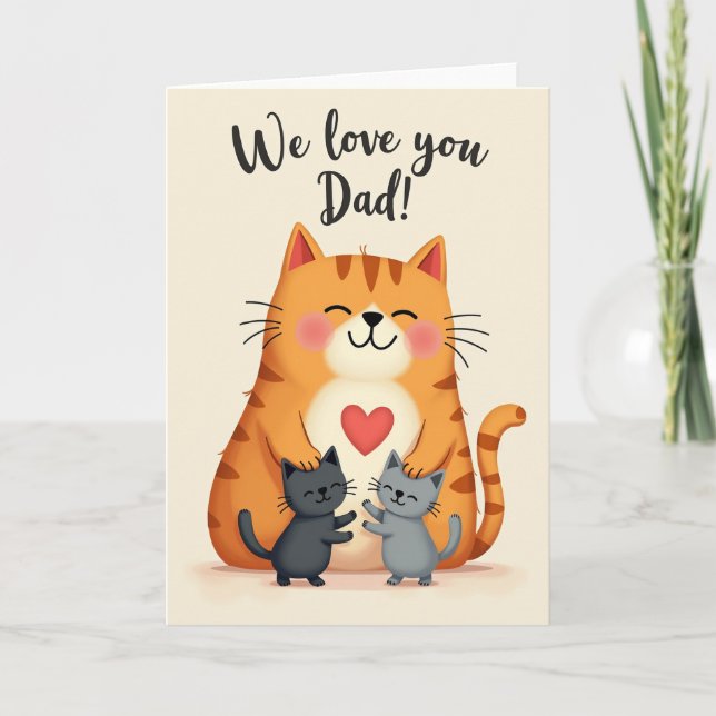 Striped Cat Fathers Day Card (Front)