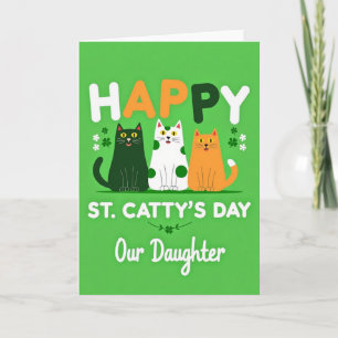 Striped Cats Happy St Cattys Day Card