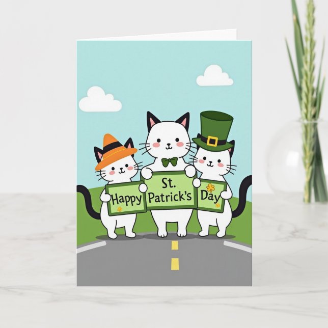 Striped Cats Holiday Card (Front)