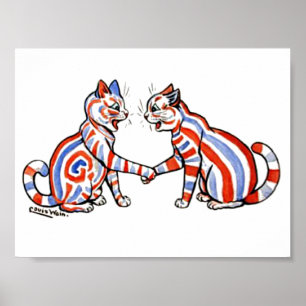 Striped Cats, Louis Wain, Poster