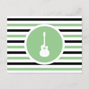 Striped Chic Acoustic Guitar Postcard