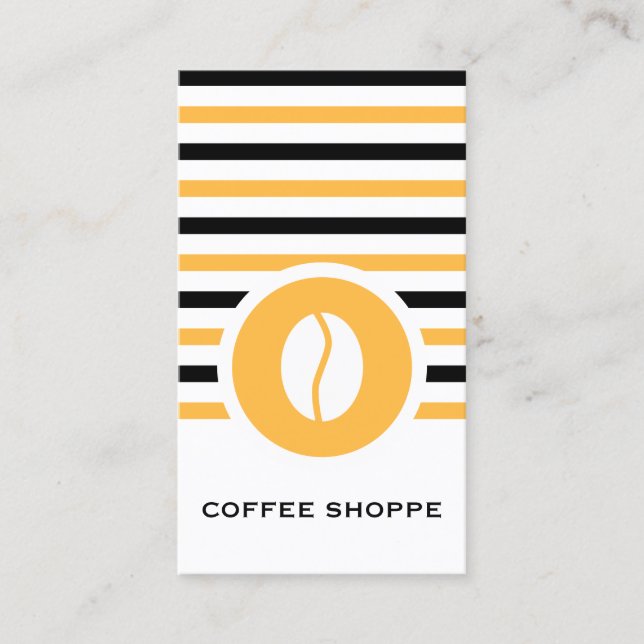 Striped Chic Coffee Bean Business Card (Front)