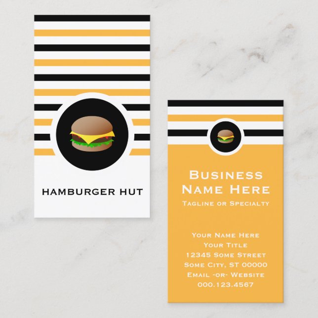 Striped Chic Hamburger Business Card (Front/Back)