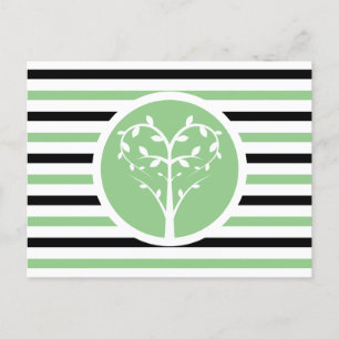 Striped Chic Heart Tree Postcard