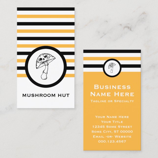 Striped Chic Mushroom Business Card (Front/Back)