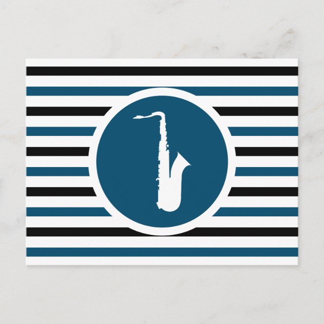 Striped Chic Saxophone  Postcard (Front)
