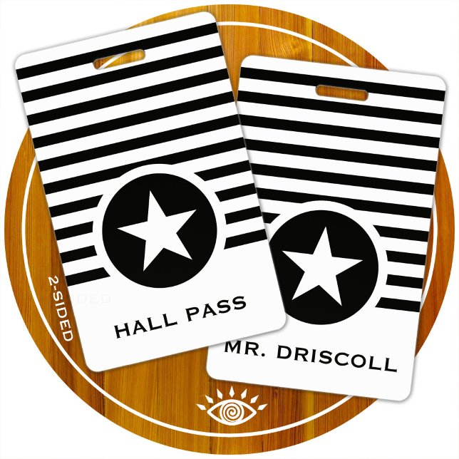 Striped Chic Star Hall Pass for Teachers ID Badge (Creator Uploaded)