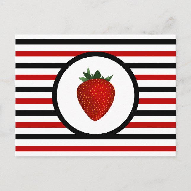 Striped Chic STRAWBERRY Postcard (Front)