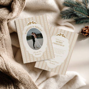 Striped Christmas Card with Photo