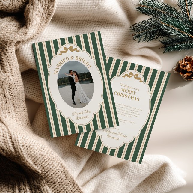 Striped Christmas Card with Photo (Creator Uploaded)