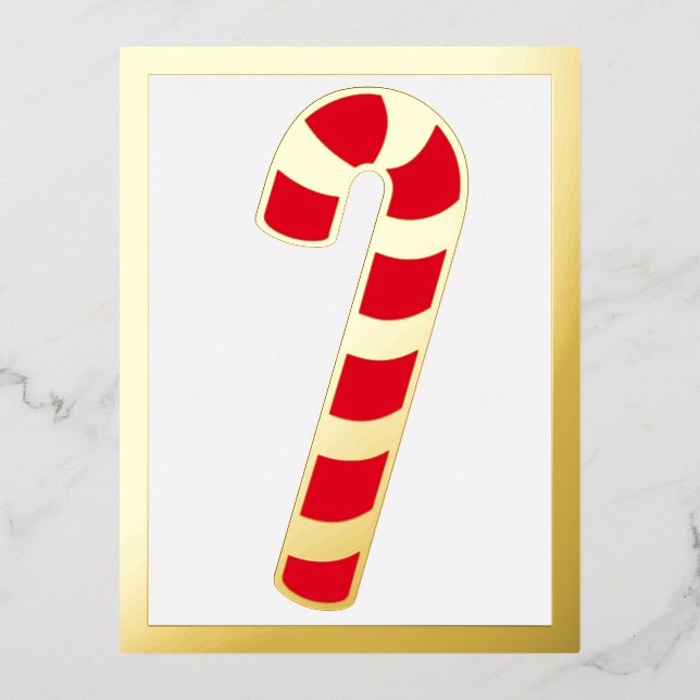 Striped Christmas Holiday Candy Cane Foil Postcard (Front)