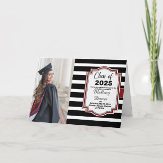Striped Classic Graduation Photo Invitation